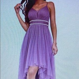 Ever-Pretty woman’s V neck A-line high low party dress. Size 6, orchid color